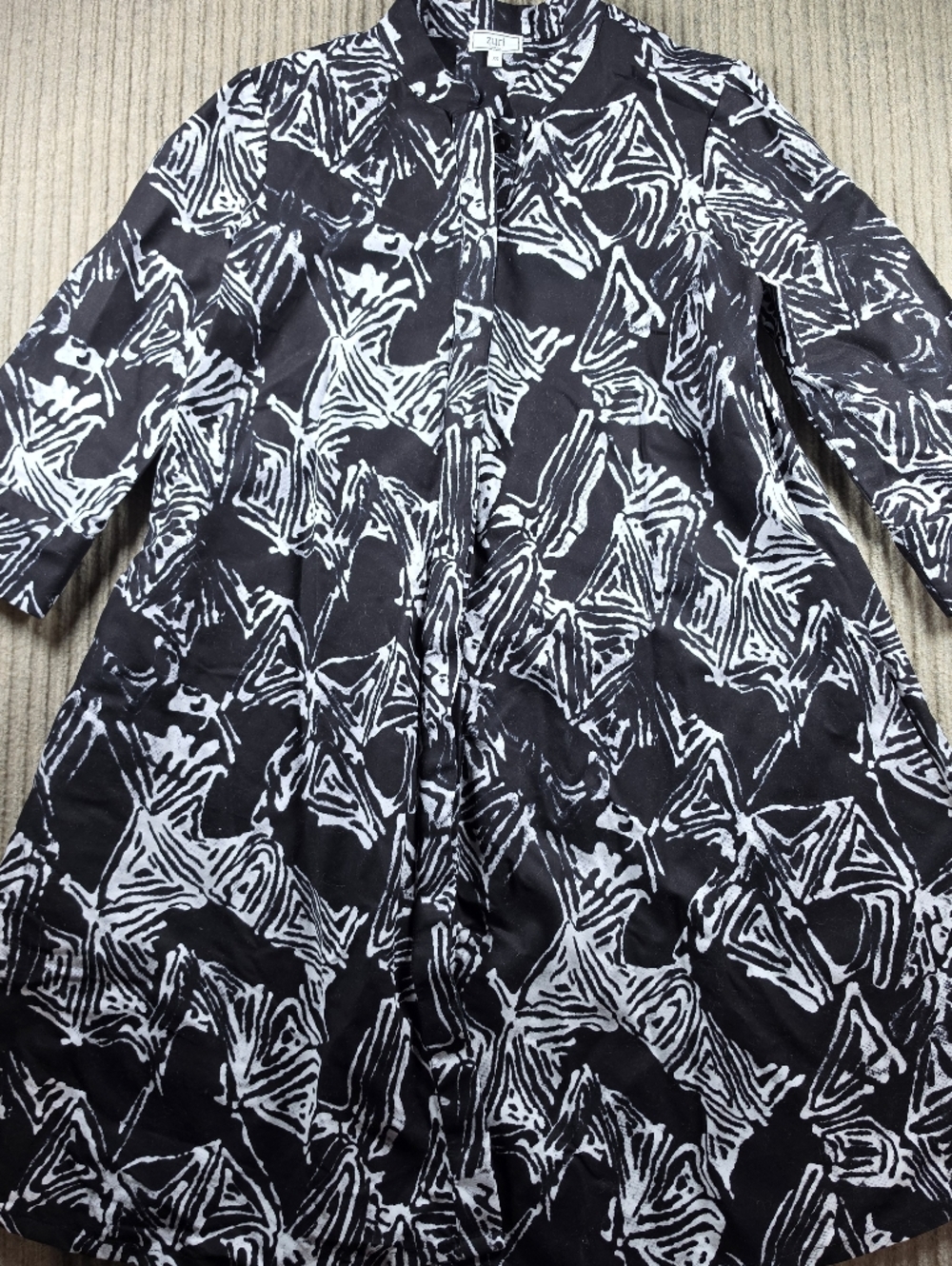Zuri Doodle Abstract 100% Cotton Structured Dress with Pockets Women's SIze XS